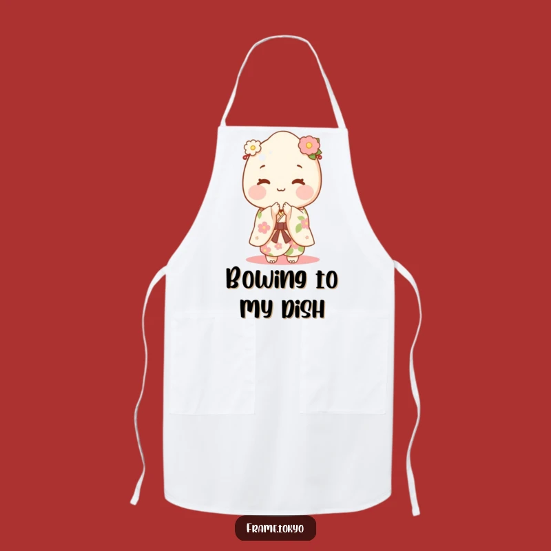 Funny Mochi Kimono Apron: Sweet Bows & Kitchen Charm!