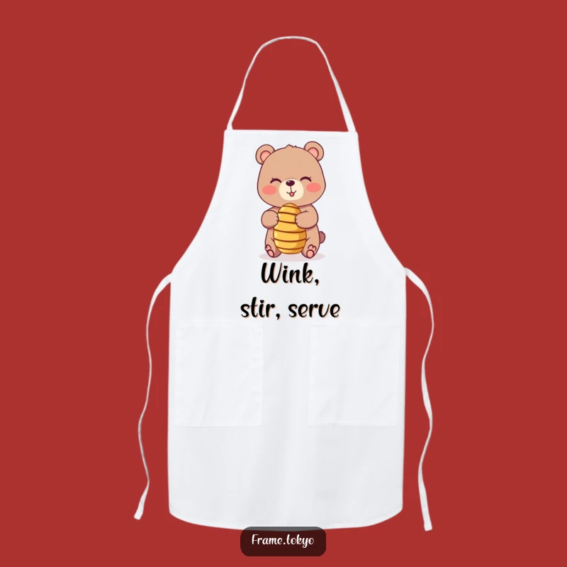 Funny Bear Honey Dipper Apron: Playful Kitchen Wear, Hilarious Sweet Baking Gift