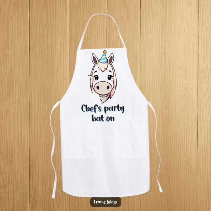 Funny dopey horse party hat apron, perfect for the home chef who loves to add a touch of silliness and fun to their culinary adventures.