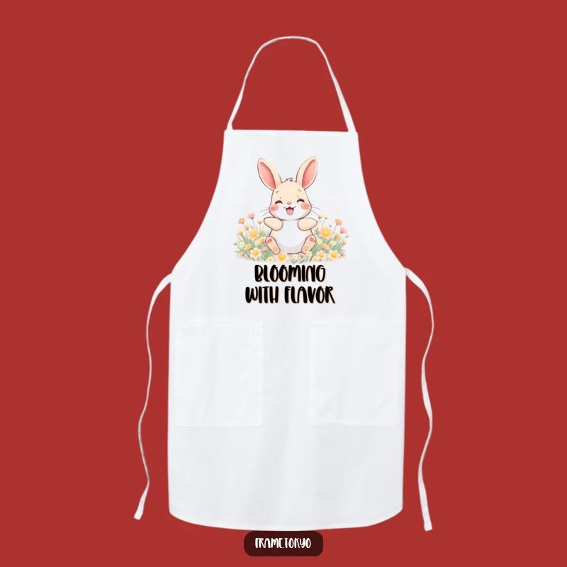 Funny Happy Rabbit Flower Rolling Apron - Hilarious Kitchen Wear for Joyful Cooks