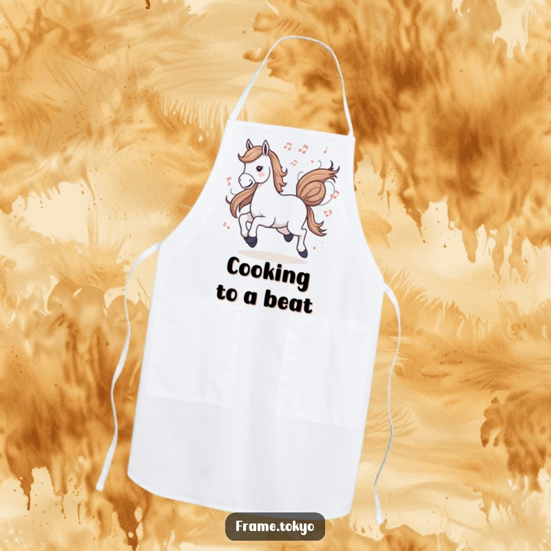 Funny musical horse gallop apron, perfect for the culinary artist who enjoys cooking with rhythm and a touch of artistic flair.