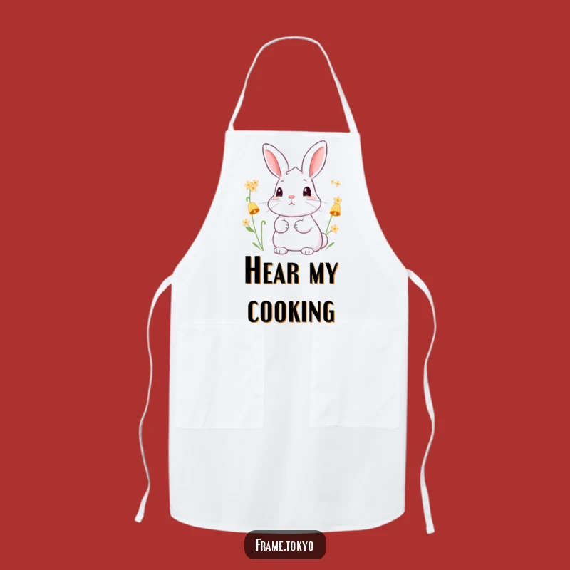 Funny Rabbit Flower Chime Apron - Whimsical Kitchen Wear for Joyful Cooking