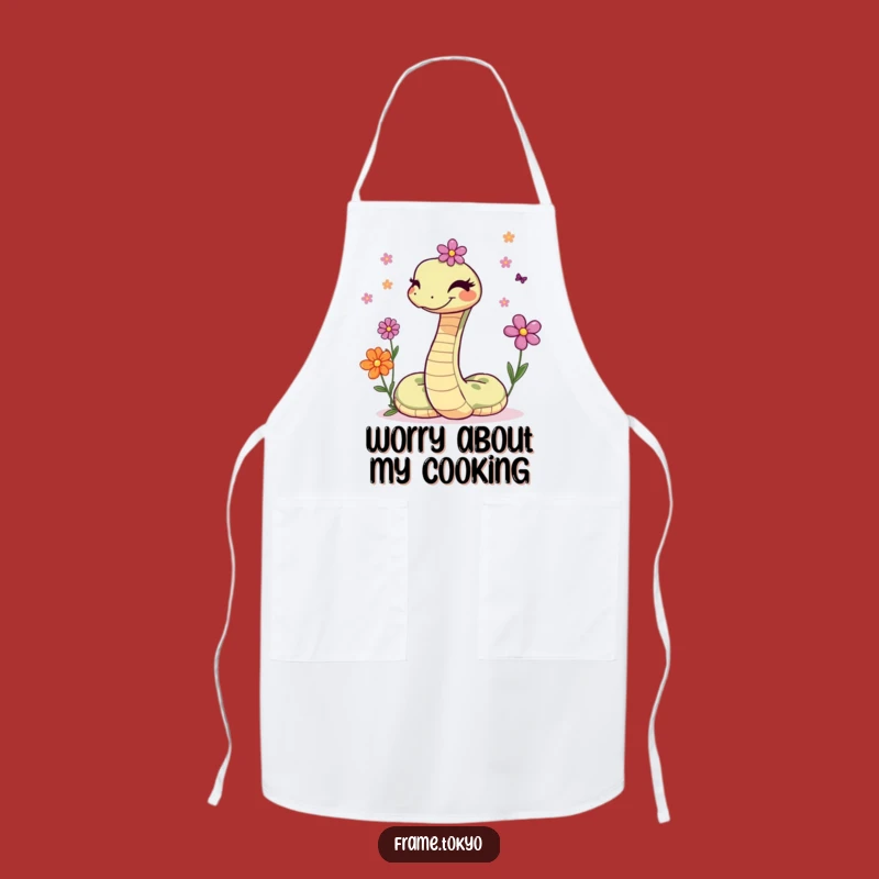 Funny Snake Winking Flower Juggler Apron - Hilarious Kitchen Wear for Garden Chefs