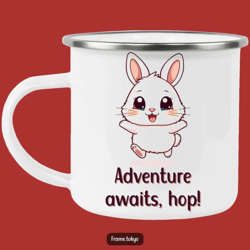 Funny Excited Rabbit Hopping Camping Mug - Durable and Adorable Outdoor Companion
