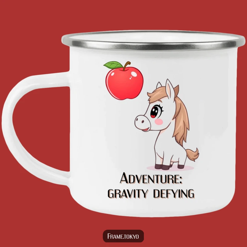Funny Surprised Horse Giant Apple Camping Mug - Outdoor Equine Surprise Gift