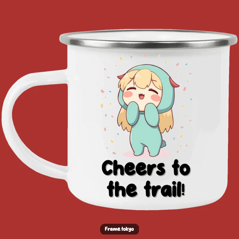 Funny Bowing Character Confetti Camping Mug: Festive Outdoor Gear