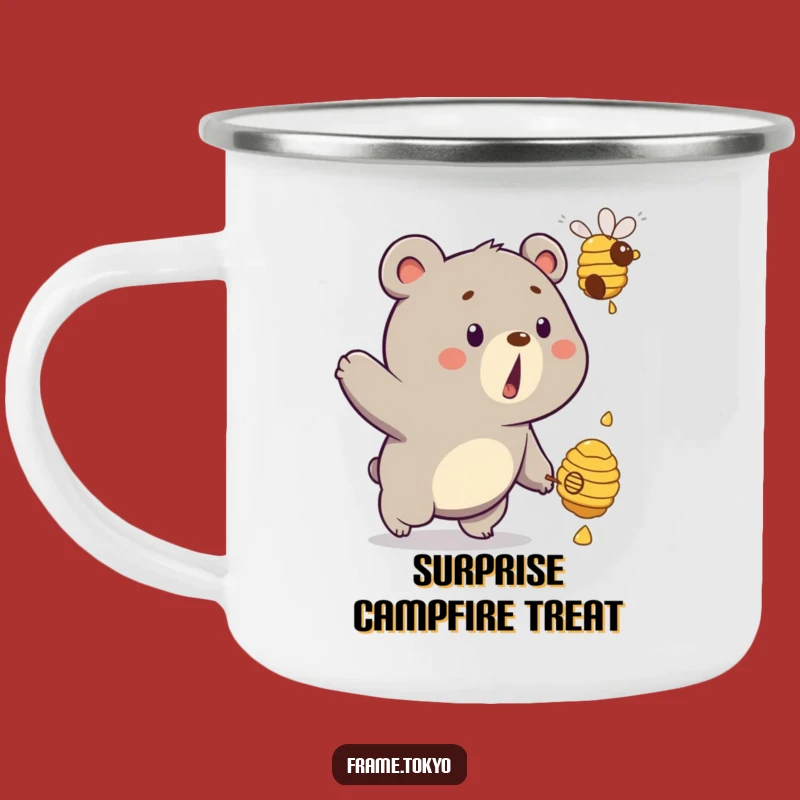 Funny Surprised Bear Beehive Camping Mug: Adventure Fuelled by Humor!