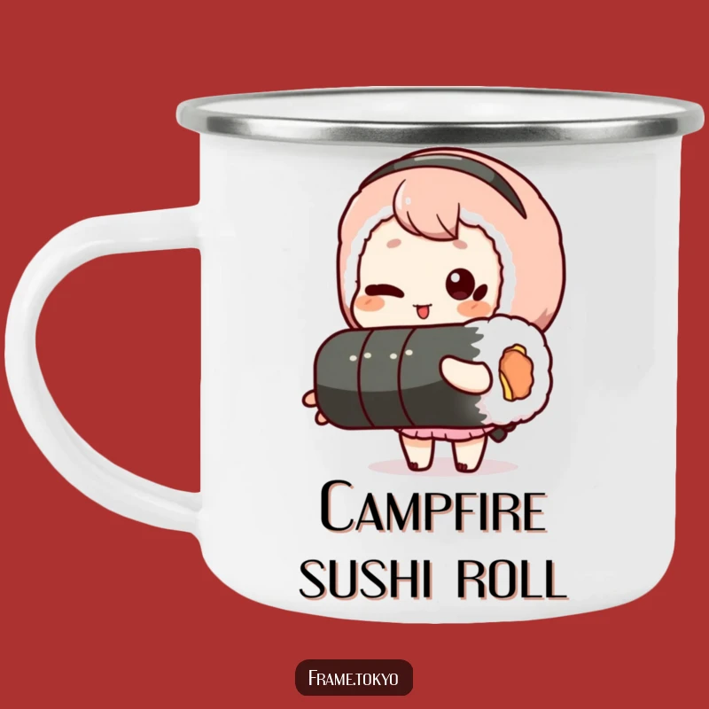 Funny Winking Sushi Roll Camping Mug - Your Hilarious Adventure Companion