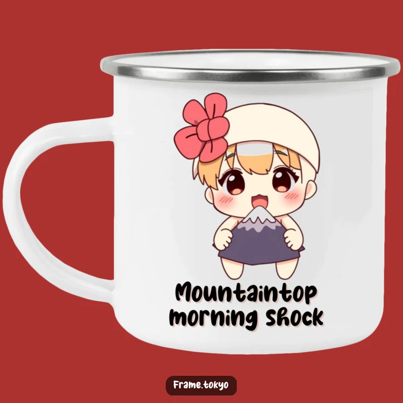 Funny Surprised Mount Fuji Camping Mug - Adventure-Ready & Hilariously Unique