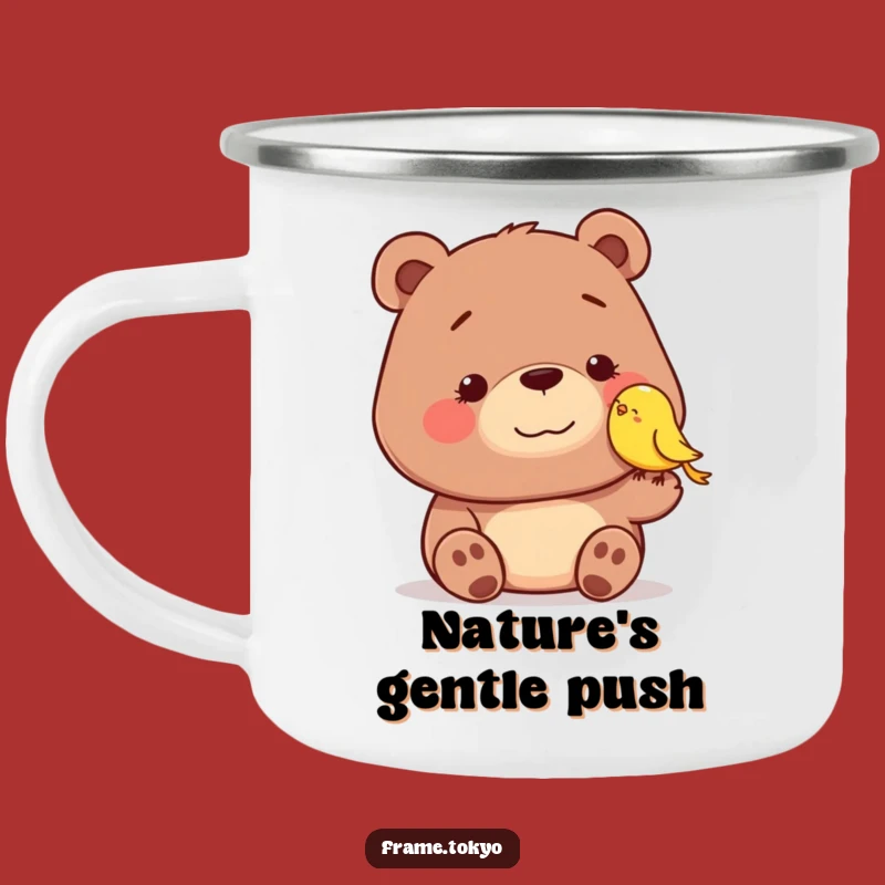 Funny Bear & Bird Camping Mug: Dopey Smile Adventure Cup, Hilarious Outdoor Gift