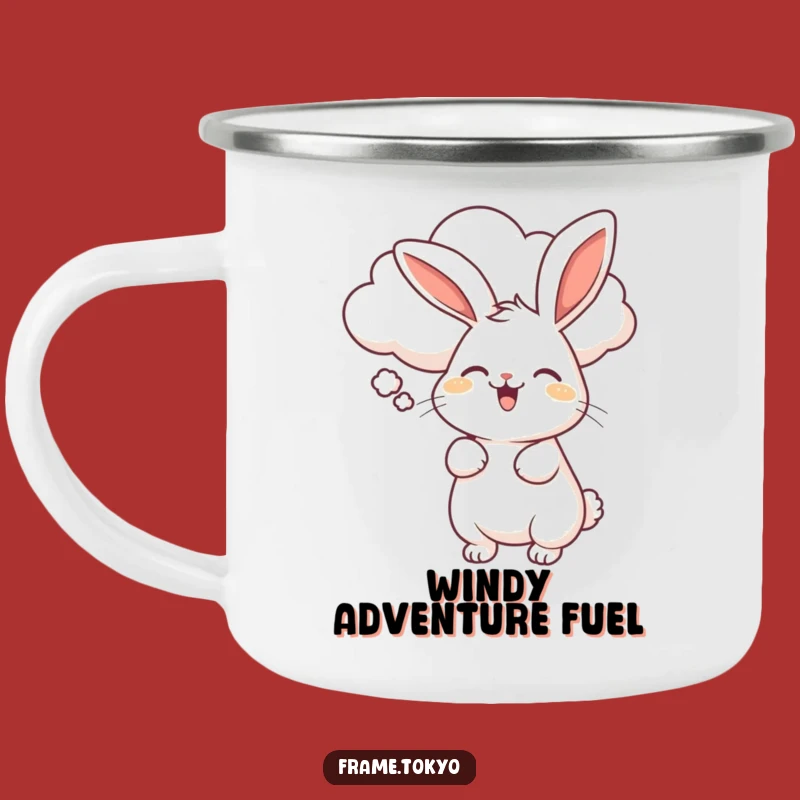 Funny Rabbit Cloud Ride Camping Mug - Durable & Whimsical Outdoor Drinkware