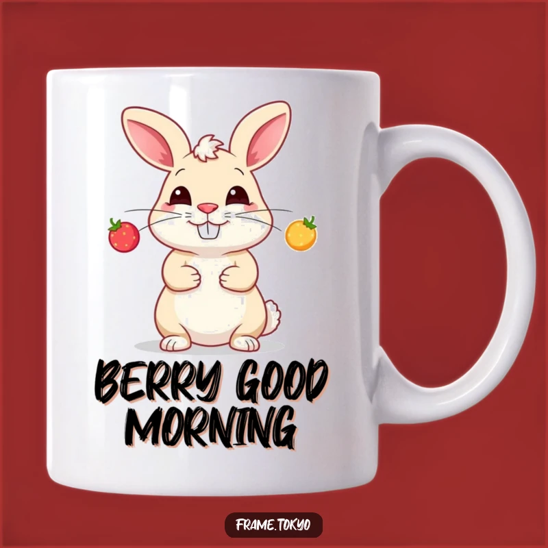 Funny Rabbit Juggling Berries Mug - Hilarious Gift for a Playful Person