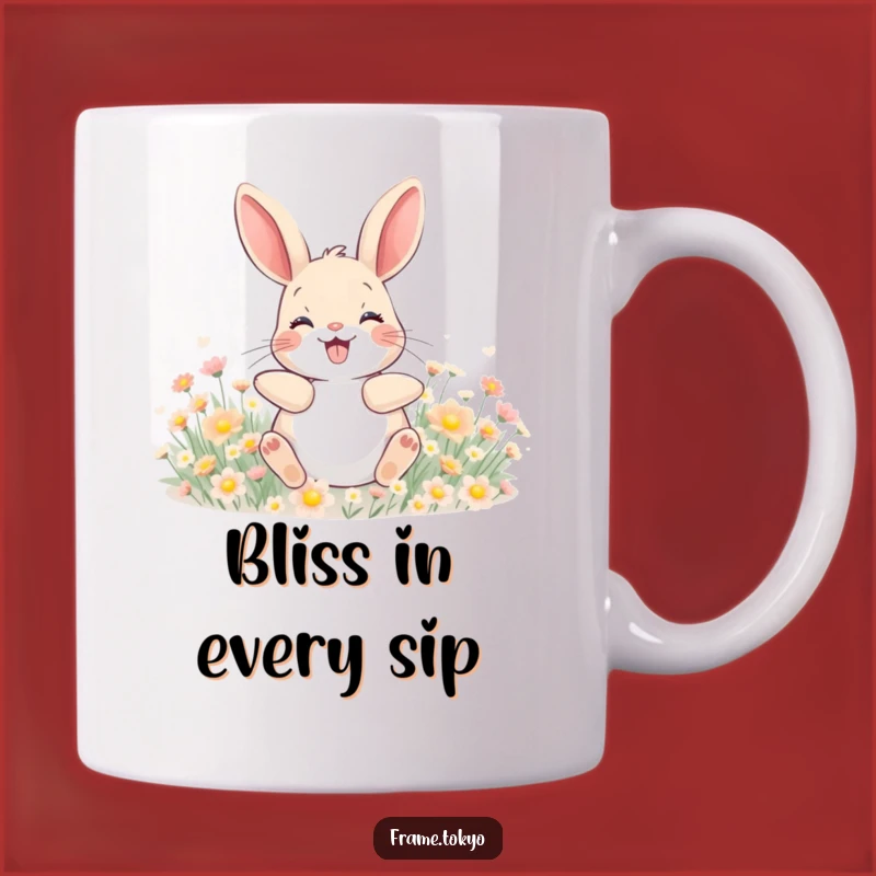 Funny Happy Rabbit Flower Rolling Mug - Hilarious Joyful Gift for Nature Lovers