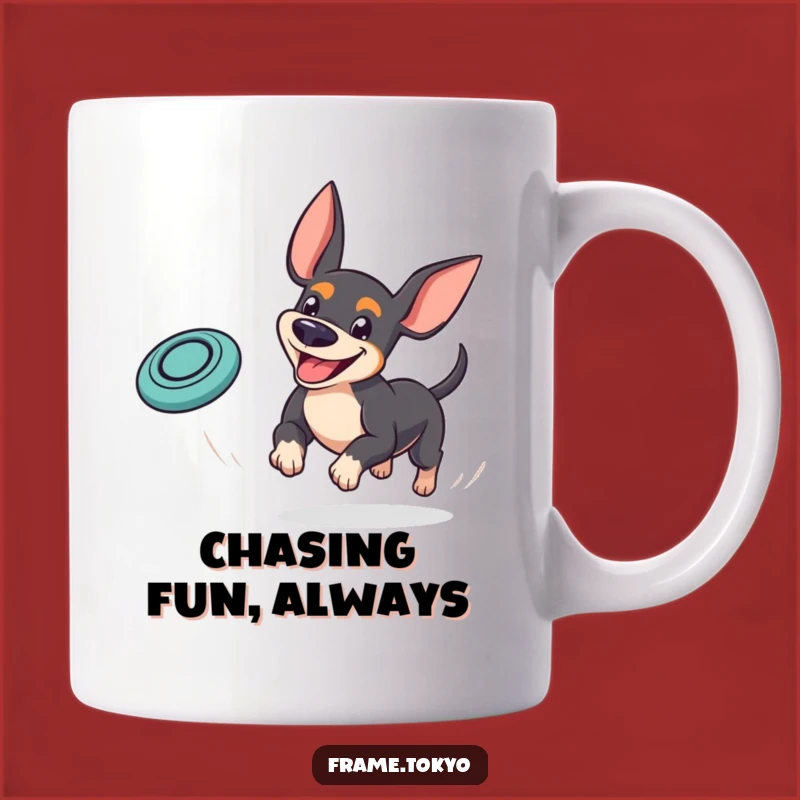 Funny Pinscher Frisbee Mug: Playful Dog Gift for Active Pups