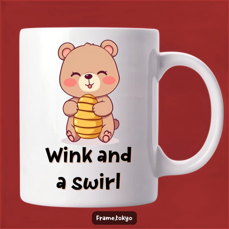 Funny Bear Honey Dipper Mug: Playful Wink Design, Hilarious Treat Lover Gift