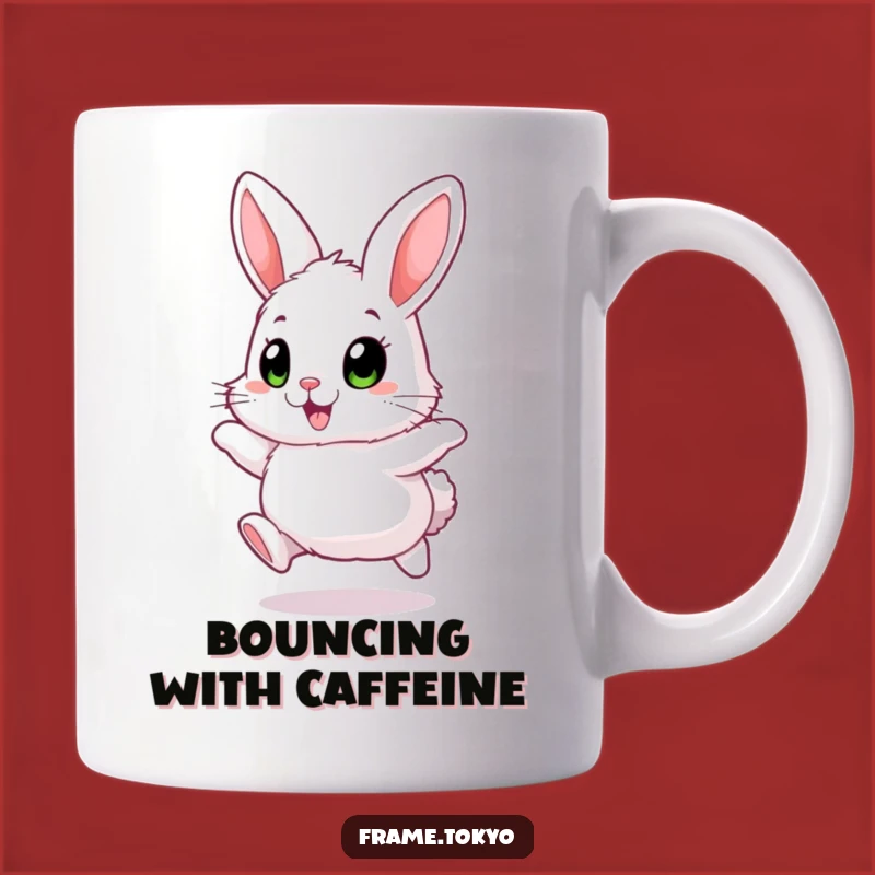 Funny Fluffy Rabbit Mug: Excited Hopping Pup Gift for Animal Lovers