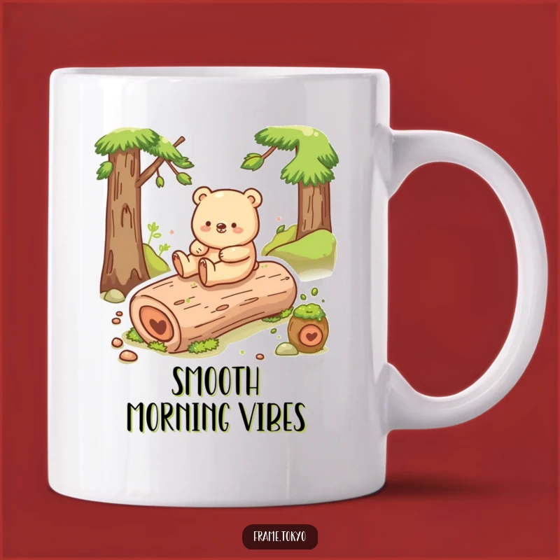 Funny Happy Bear Log Slide Mug: Hilarious Nature Joy Gift