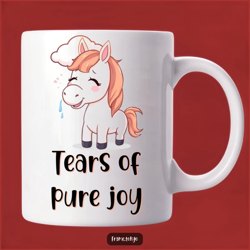 Funny Joyful Horse Smiling Cloud Mug - Whimsical Equine Happy Gift