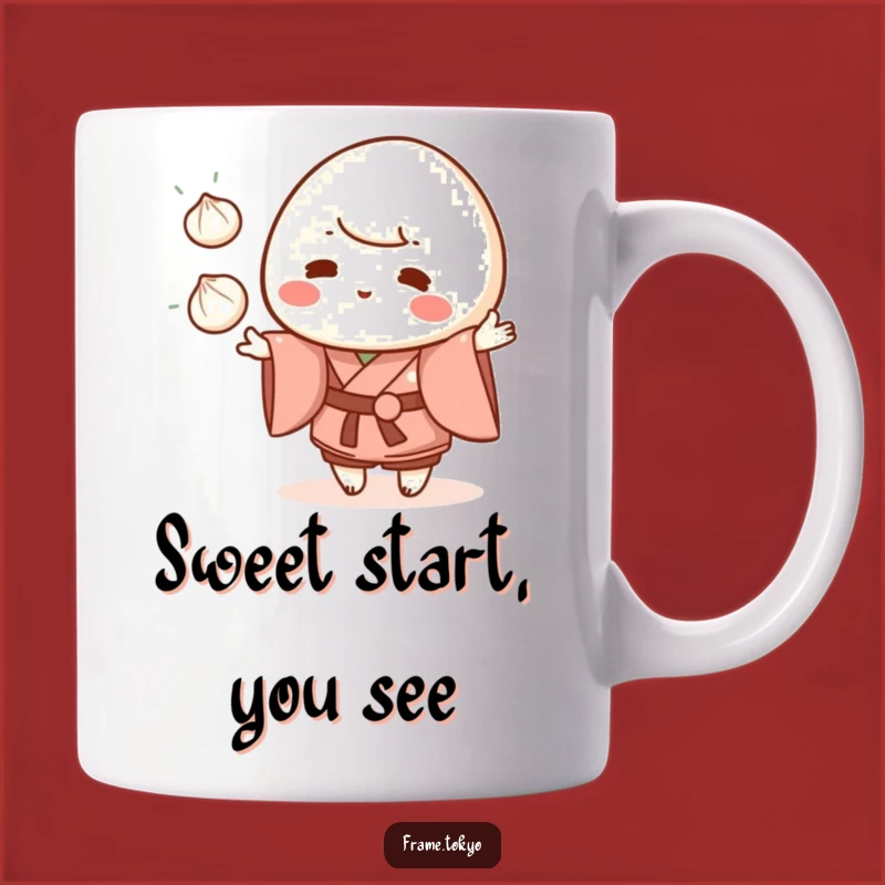 Funny Mochi Juggling Kimono Mug - Playful Dessert Character Gift