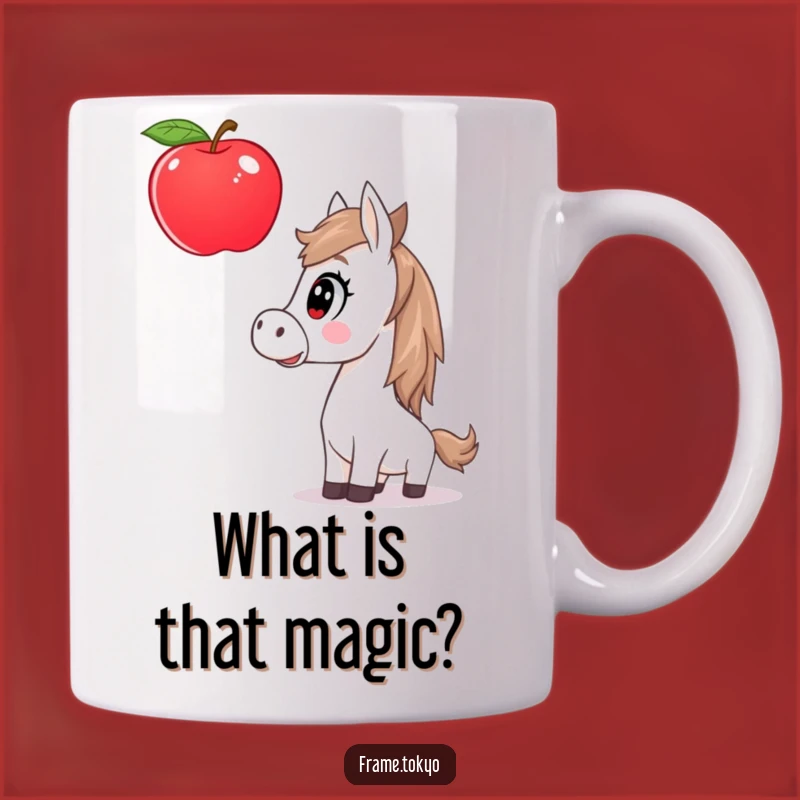 Funny Surprised Horse Giant Apple Mug - Hilarious Mystical Equine Gift