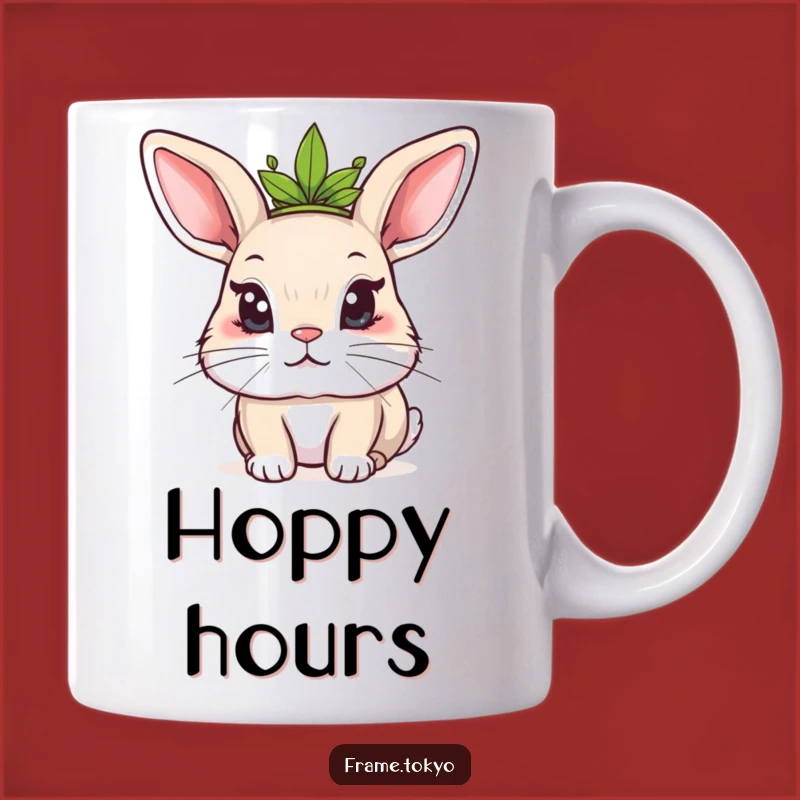 Funny Kawaii Rabbit Mug: Mischievous King, Leafy Crown, Perfect Quirky Gift