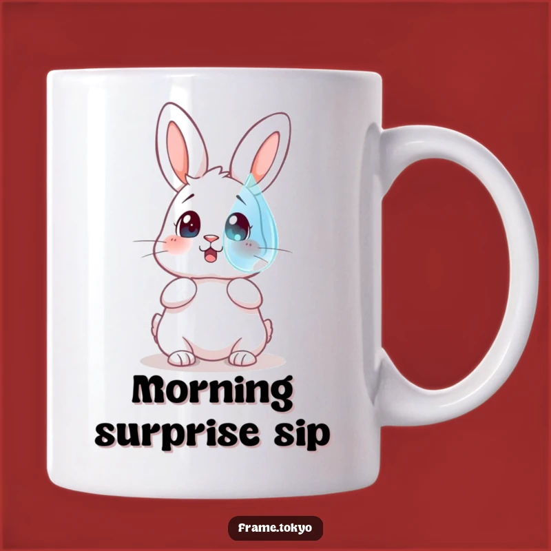 Funny Surprised Rabbit Dewdrop Mug: Amazing Gift for Curious Minds
