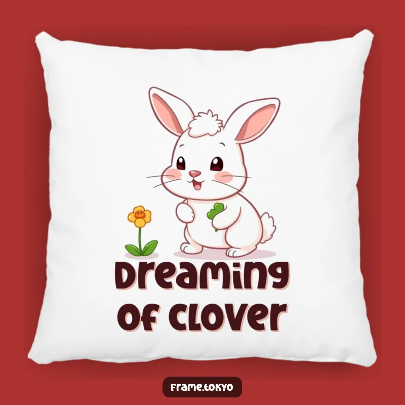 Funny Rabbit Clover Chaser Pillow - Cozy and Hilarious Lucky Accent