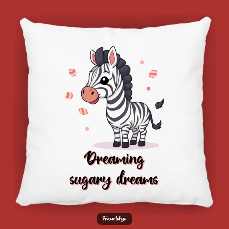 Funny Zebra Sweet Dreams Pillow: Cozy & Hilarious Accent for Candy Lovers
