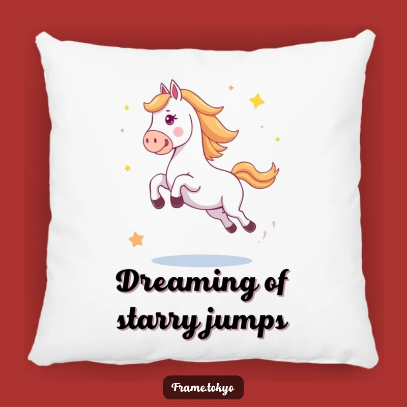 Funny Happy Jumping Horse Stars Pillow - Cozy Equine Comfort Gift
