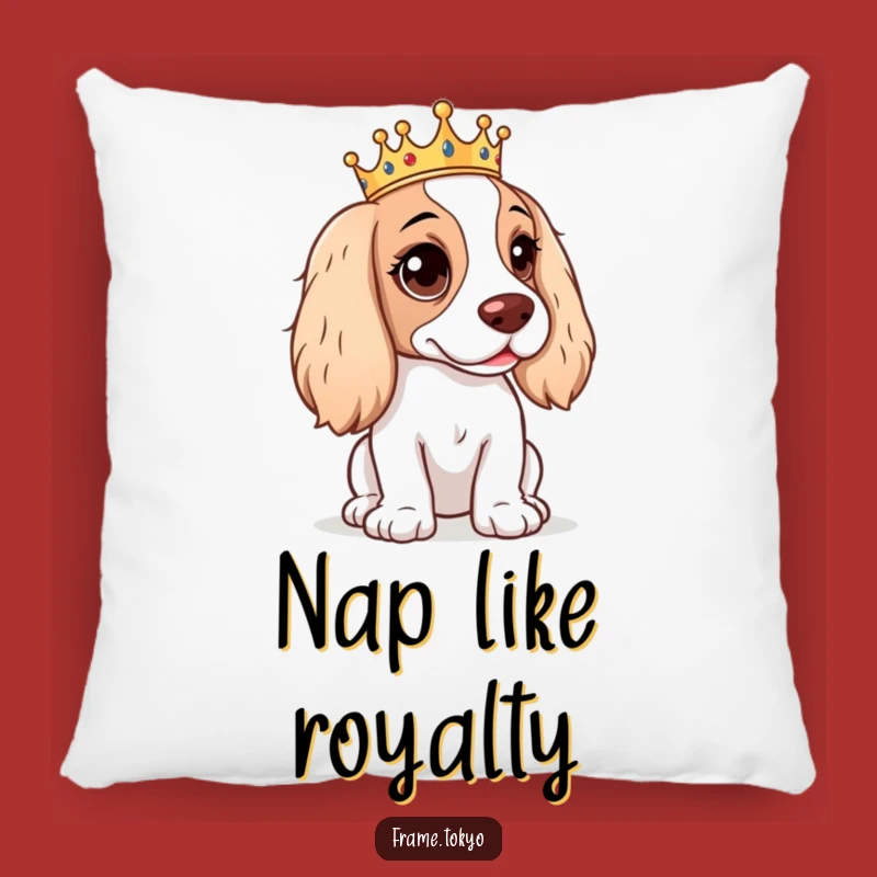 Funny Mischievous Spaniel Pillow: Cuddle with Royal Charm!