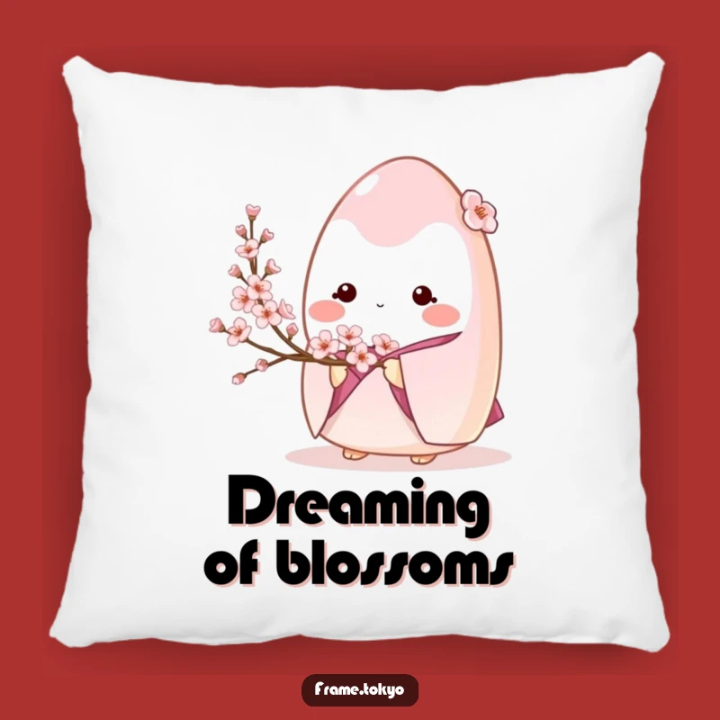 Funny Onigiri Pillow: Shy Kimono Comfort with Blossoms!