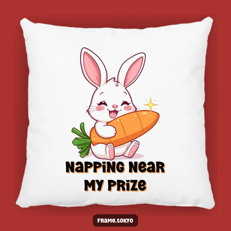 Funny Smiling Rabbit Carrot Nibbler Pillow - Cozy and Hilarious Accent for Your Home