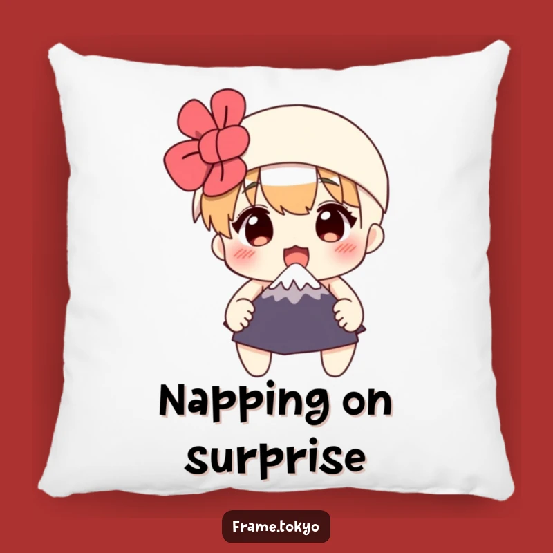 Funny Surprised Mount Fuji Pillow - Soft, Comfy & Hilariously Cute Decor