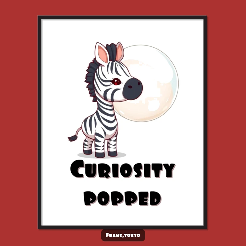 Funny Zebra Bubble Digital Art: Instant Download of This Hilarious and Curious Illustration