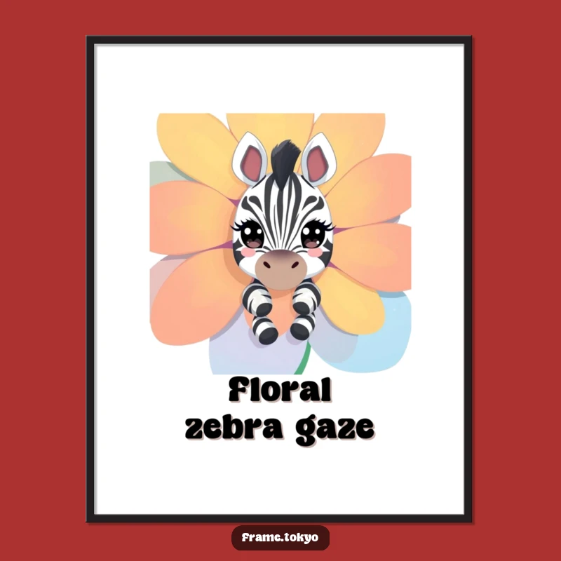 Funny Zebra Flower Peeking Digital Art Print - Instant Hilarious Decor