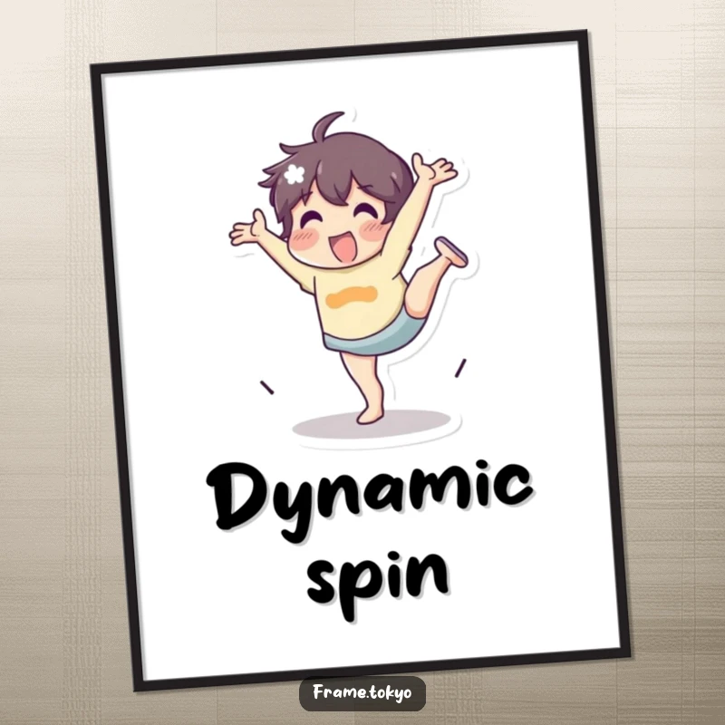 Funny Digital Art Print of a character performing an energetic cartwheel with enthusiastic flair, capturing pure joy.