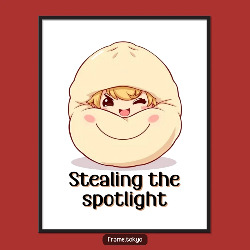 Funny Dumpling Sneak Digital Art: Playful Poster Download for Foodies