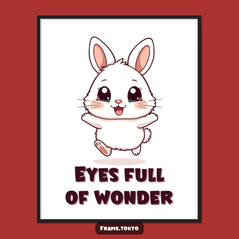 Funny Excited Rabbit Hopping Digital Art - Instant Cheerful Decor for Your Walls