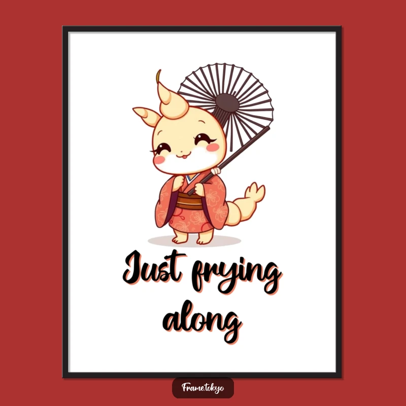 Funny Kawaii Tempura Shrimp Kimono Digital Art - Cute Japanese Food Printable Gift