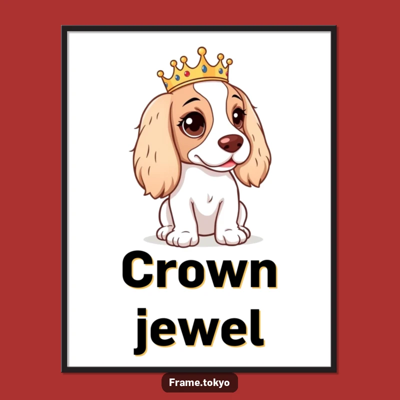 Funny Mischievous Spaniel Digital Art: Royal Pup Print