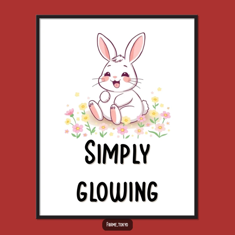 Funny Rabbit Flower Field Digital Print: Instant Joyful Wall Decor