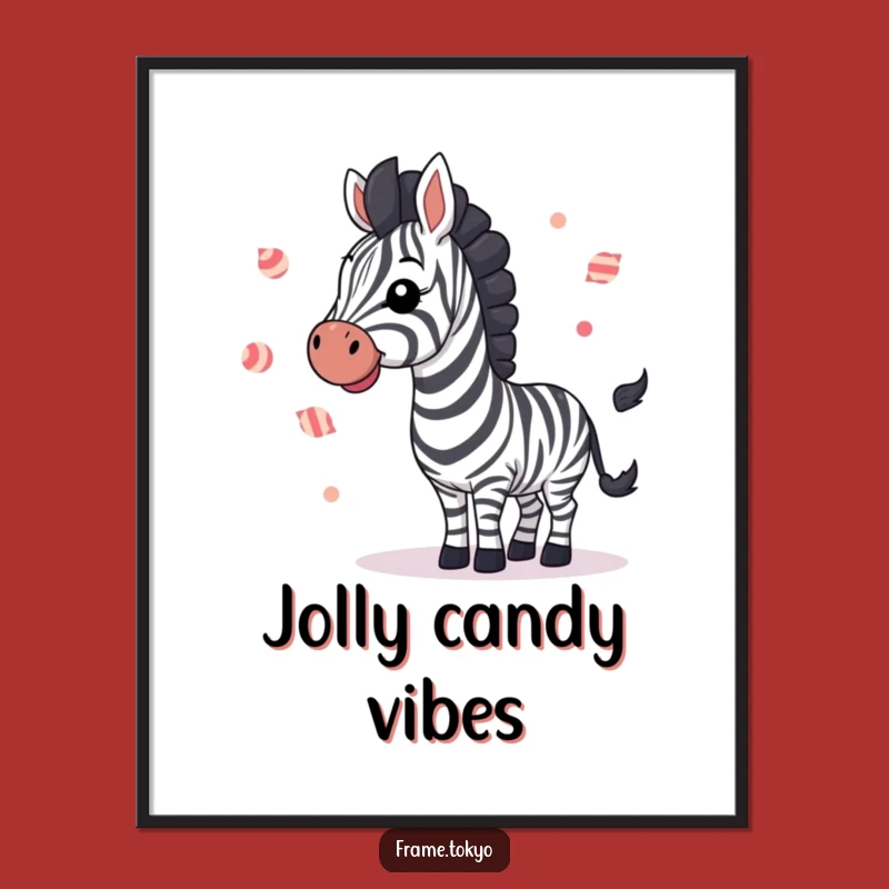Funny Zebra Candy Juggling Digital Art: Hilarious Print for Sweet Spaces