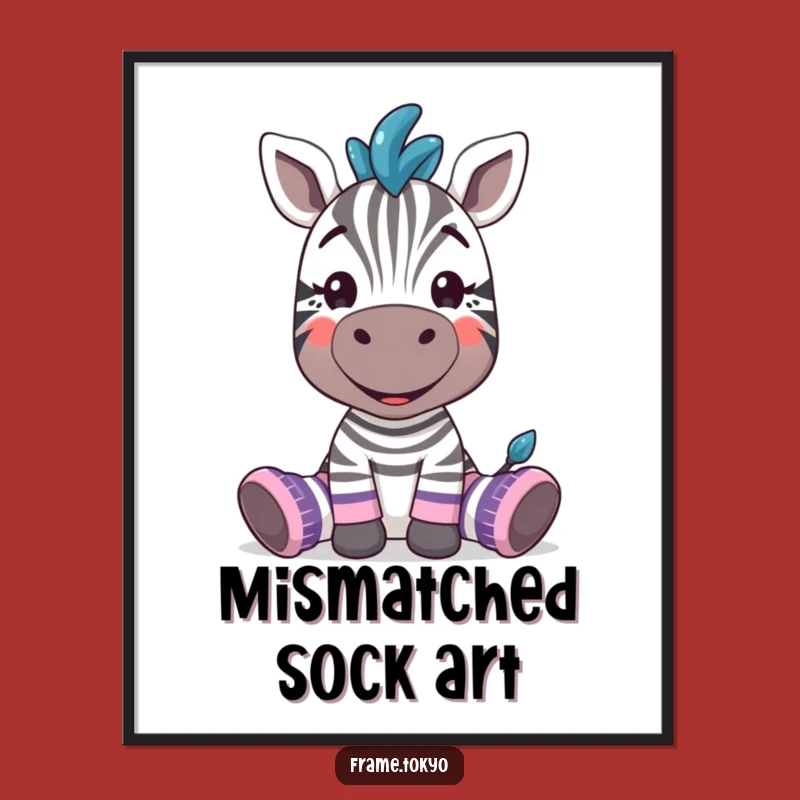 Funny Zebra Mismatched Socks Digital Art: Hilarious Print for Whimsical Spaces