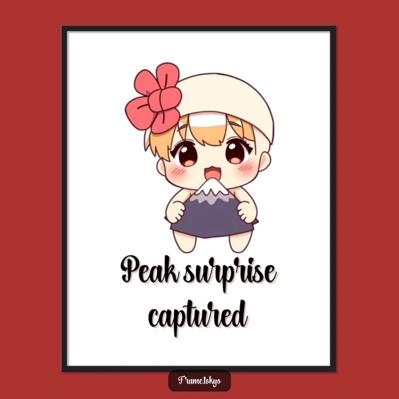 Funny Surprised Mount Fuji Digital Art - Instant Hilarious Wall Decor Download