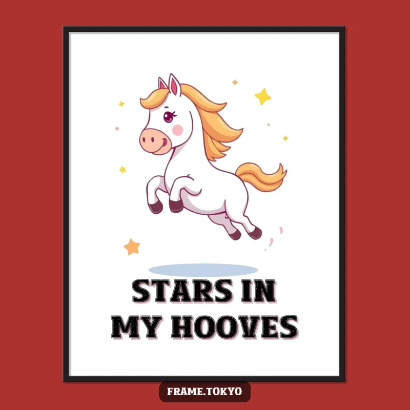 Funny Happy Jumping Horse Stars Digital Art - Exuberant Equine Decor Gift
