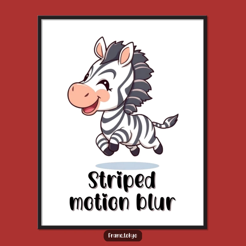 Funny Zebra Chasing Tail Digital Art Print - Instant Hilarious Decor