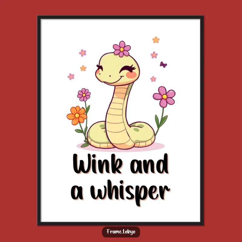 Funny Snake Winking Flower Juggler Digital Art - Instant Hilarious Decor for Your Walls