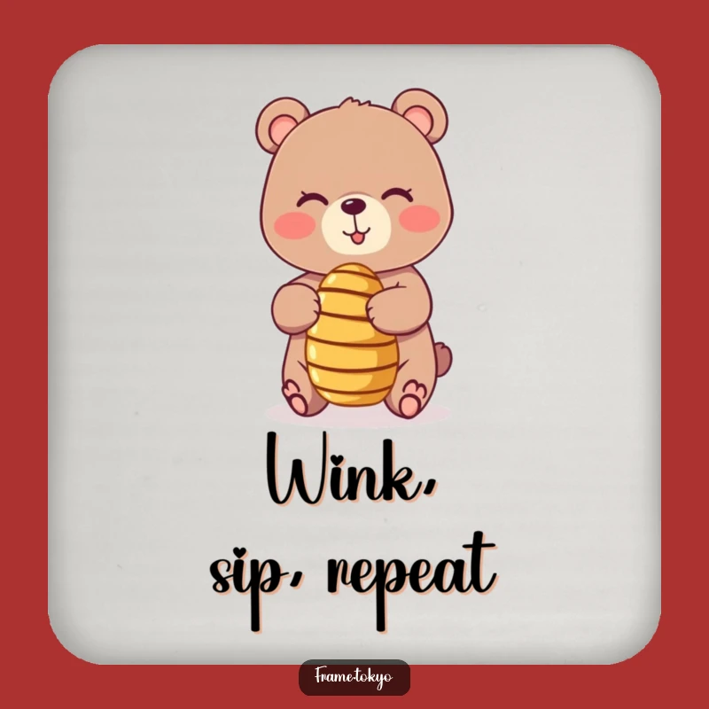 Funny Bear Honey Dipper Coasters (Set of X): Playful Protection, Charming Humorous Gift