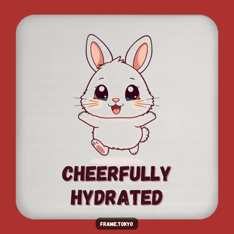 Funny Excited Rabbit Hopping Drink Coaster - Protect Surfaces with Adorable Style