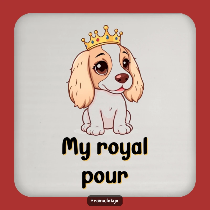 Funny Mischievous Spaniel Coaster: Add Royal Sass!